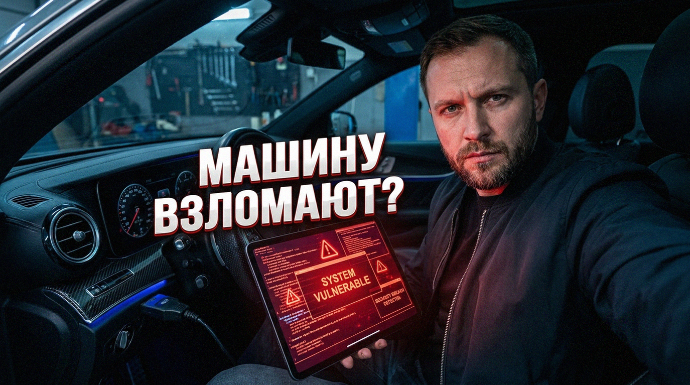 Иллюстрация процесса подключения хакерского устройства к диагностическому порту OBD2 автомобиля