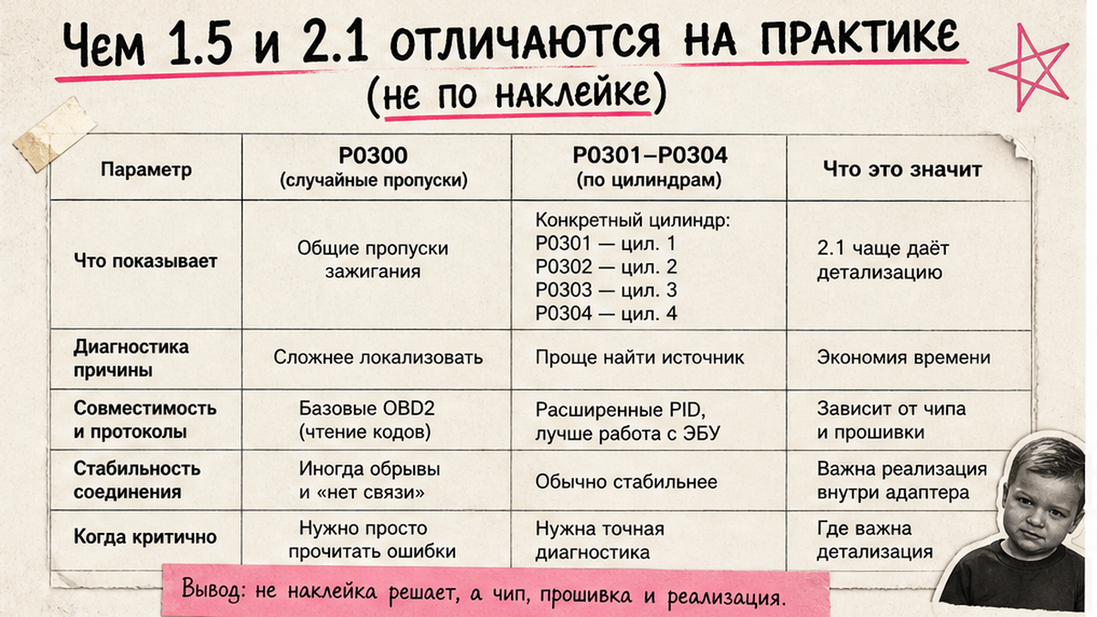 Сравнительная таблица / UI-мокап: Чем 1.5 и 2.1 отличаются на практике (не по наклейке)